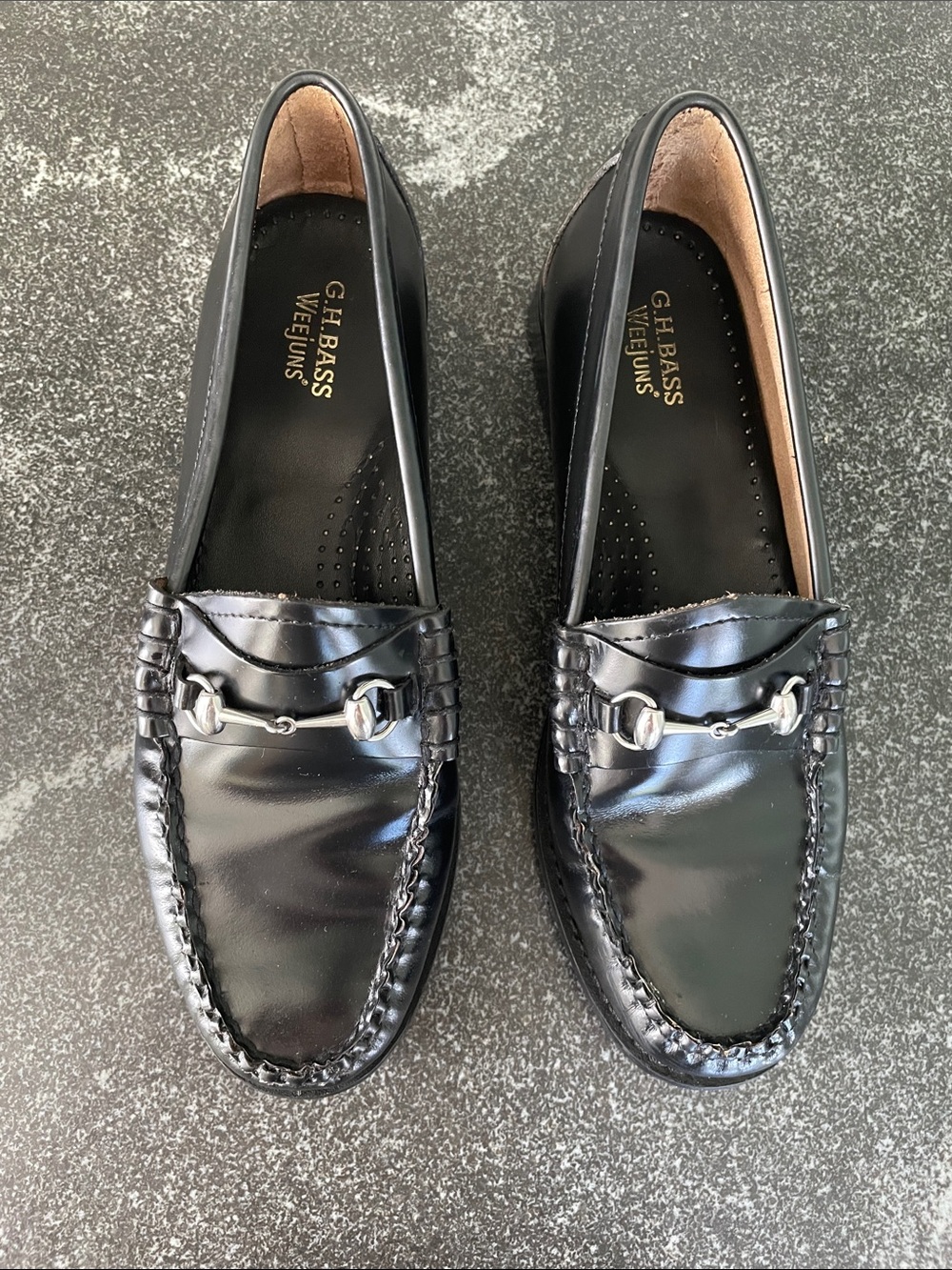 G.H. Bass Women’s Size 7 Black Leather Lianna Loafers Silver Horsebit 90s - Picture 3 of 15